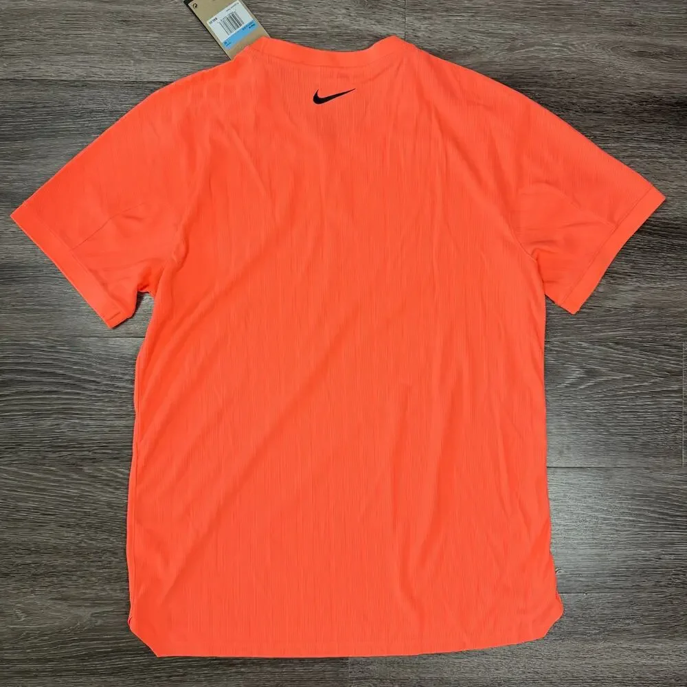 Nike Court Slam Crew Tennis Jersey Dri-Fit Bright Mango Medium HM6710-873